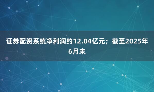 证券配资系统净利润约12.04亿元；截至2025年6月末